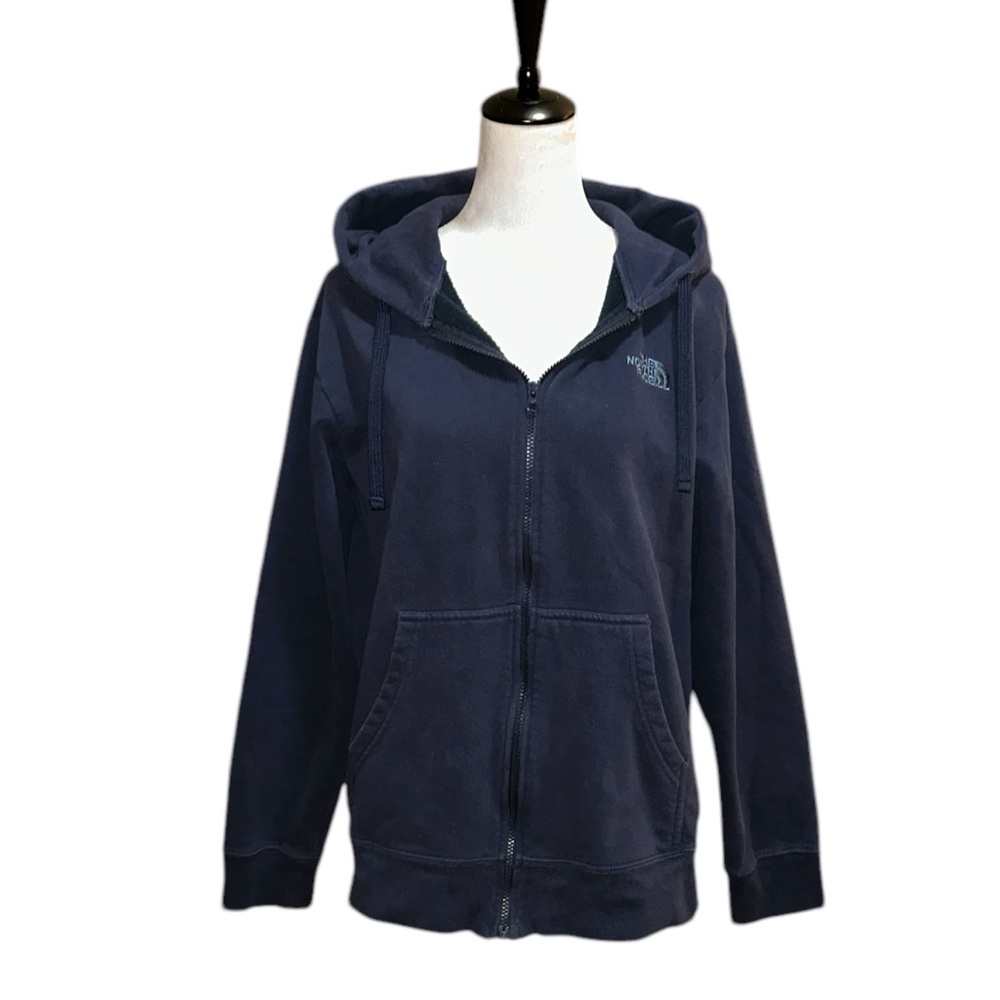The North Face zip up hoodie. Size: large, color: navy.